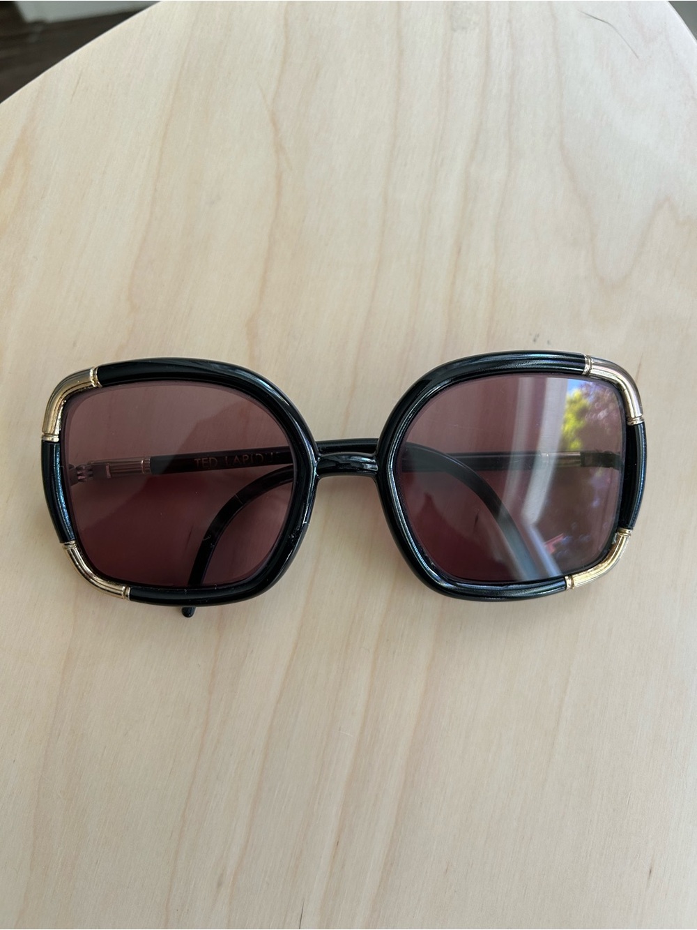 Vintage 70’s Ted Lapidus Oversized Sunglasses Black and Gold Made in France - Picture 4 of 6